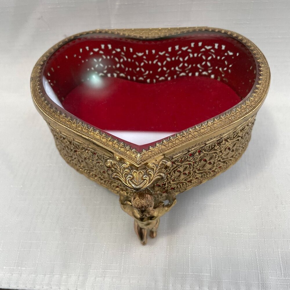 vintage Himark heart shaped trinket box